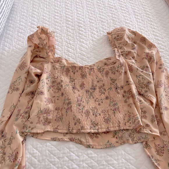 Astr Floral Blouse in Peach and Purple - Picture 3 of 4